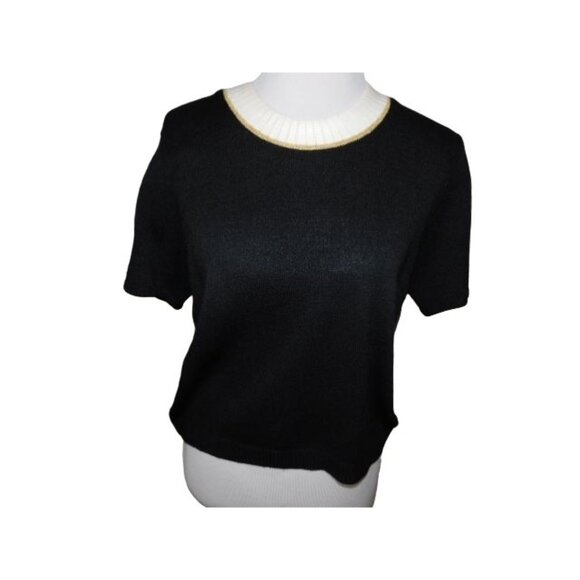 Dylani Size M Medium Elegant Short Sleeve Knit Top Sequin Neck Top - Picture 1 of 2